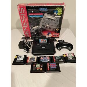 Sega Genesis Model 2 Console Sonic The Hedgehog 2 W/7 Added Games - Tested